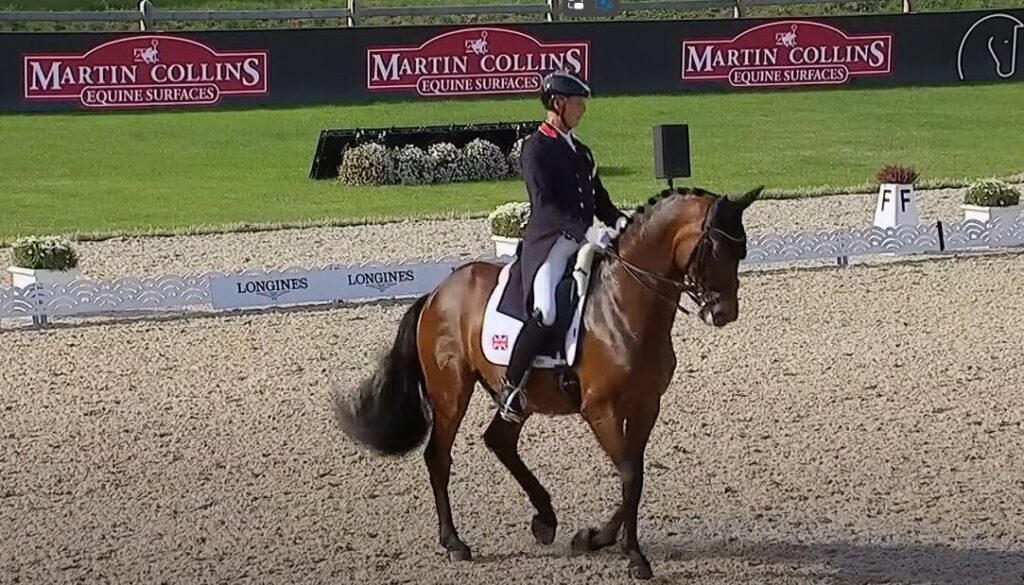 Carl Hester riding Fame in a 60 x 20 metre arena at the FEI European Championships 2023