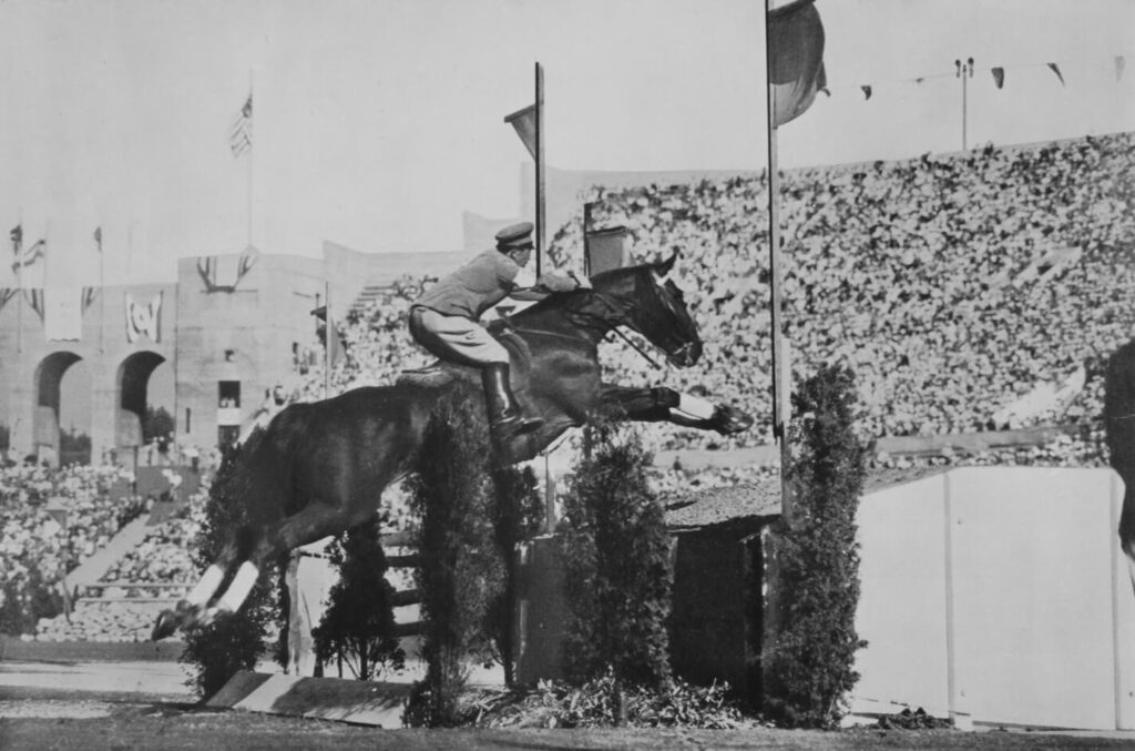 Takeichi Nishi riding Uranus at the 1932 Summer Olympics